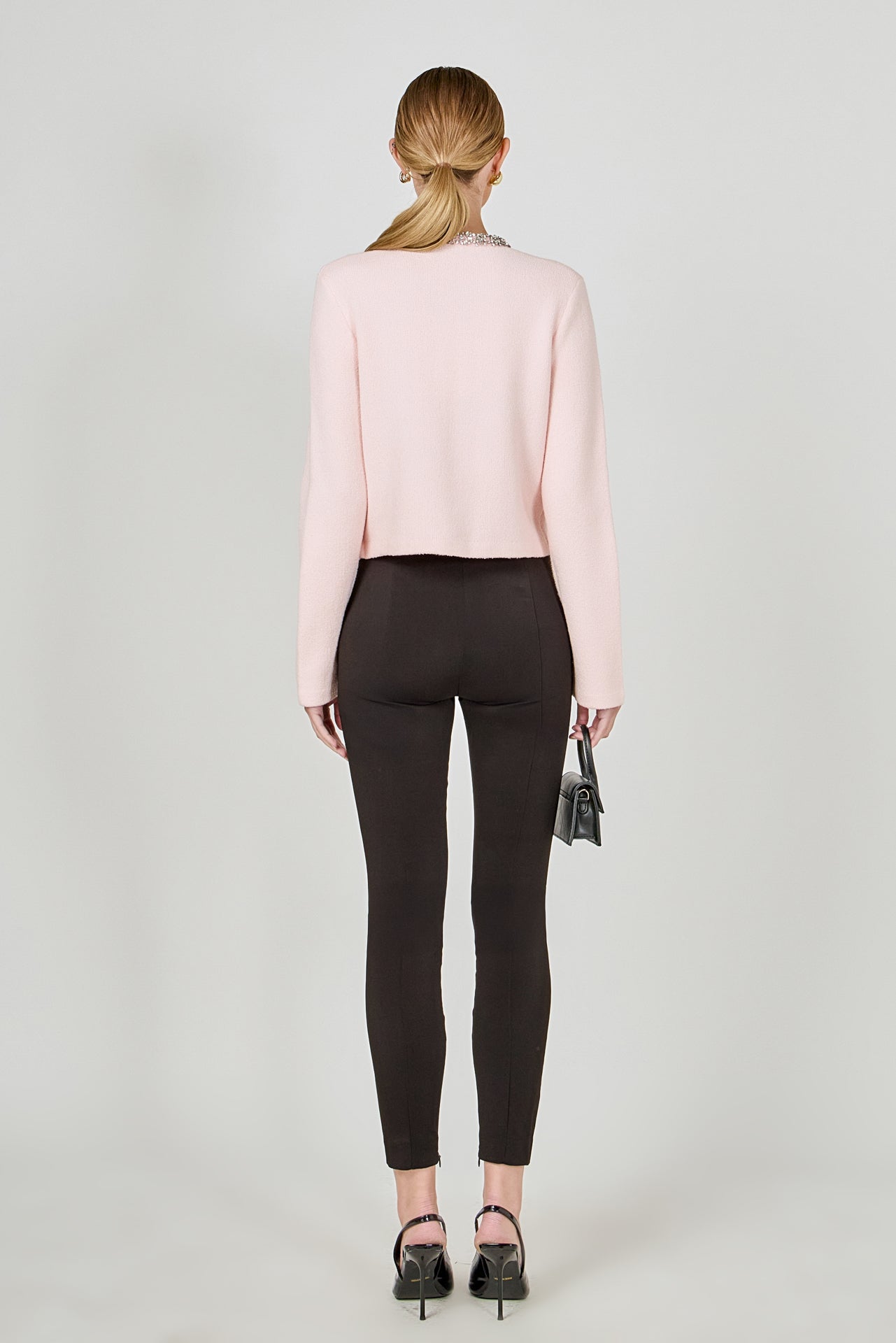 ENDLESS ROSE - Boucle Knit Jewel Trim Sweater Cardigan - SWEATERS & KNITS available at Objectrare