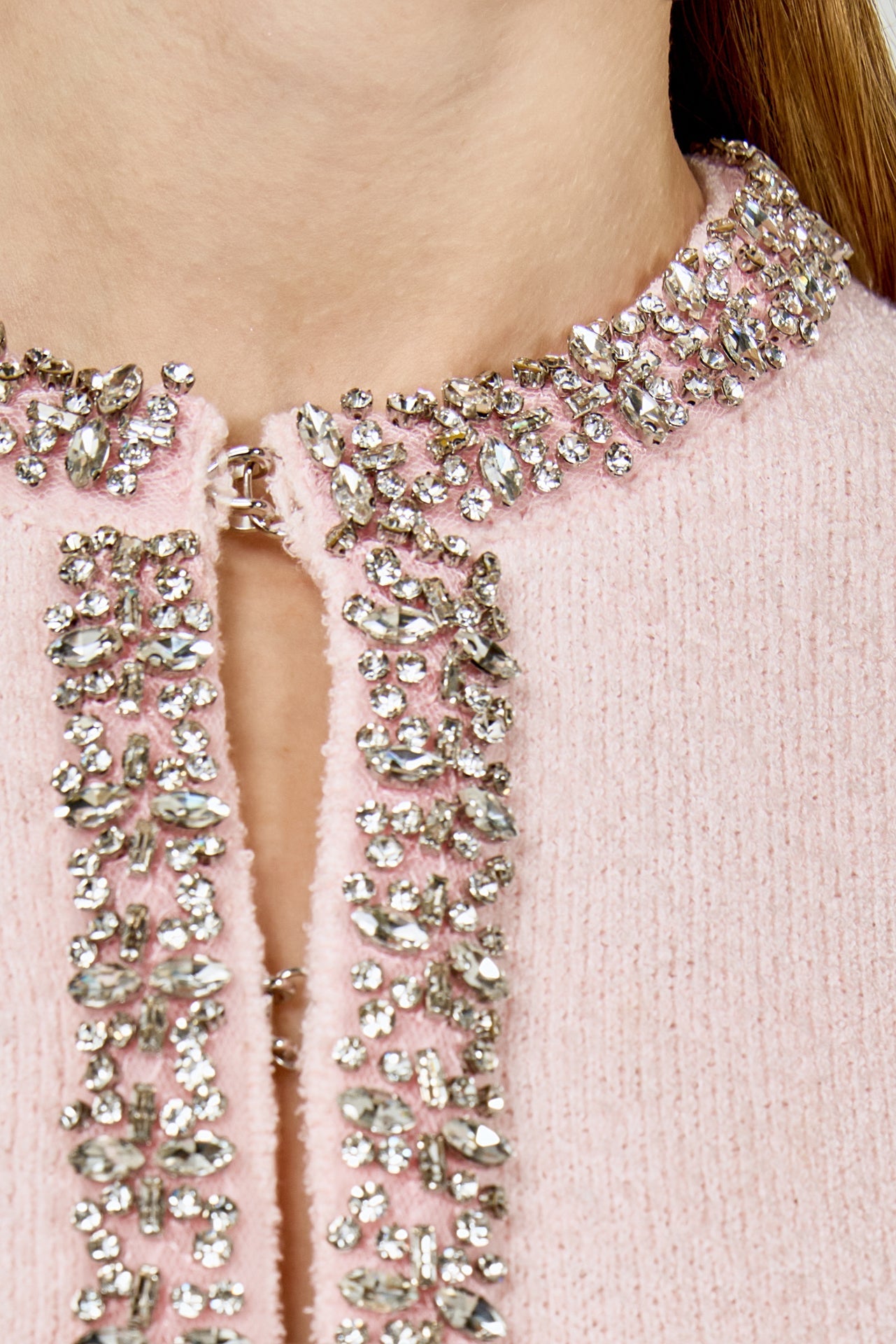 ENDLESS ROSE - Boucle Knit Jewel Trim Sweater Cardigan - SWEATERS & KNITS available at Objectrare