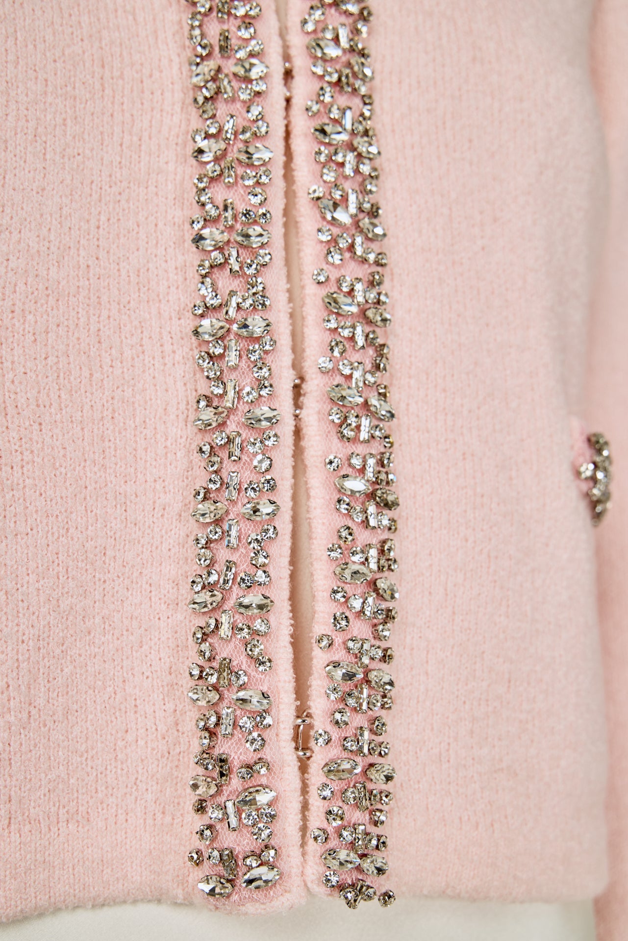 ENDLESS ROSE - Boucle Knit Jewel Trim Sweater Cardigan - SWEATERS & KNITS available at Objectrare