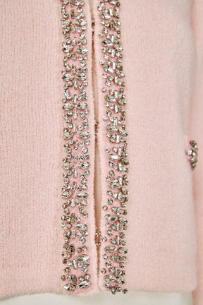 ENDLESS ROSE - Boucle Knit Jewel Trim Sweater Cardigan - SWEATERS & KNITS available at Objectrare
