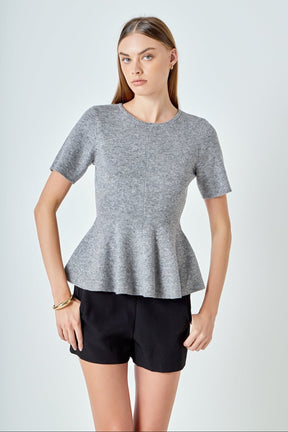 ENDLESS ROSE - Wool Blend Peplum Sweater Knit Top - SWEATERS & KNITS available at Objectrare