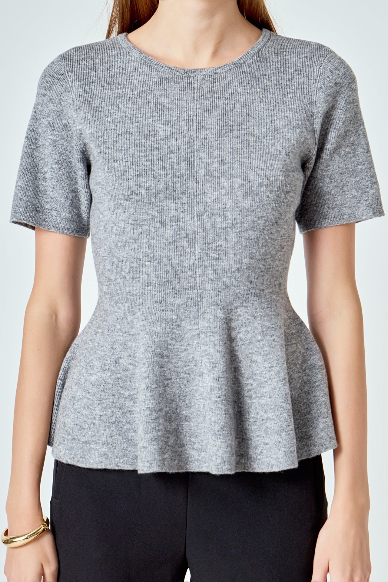 ENDLESS ROSE - Wool Blend Peplum Sweater Knit Top - SWEATERS & KNITS available at Objectrare