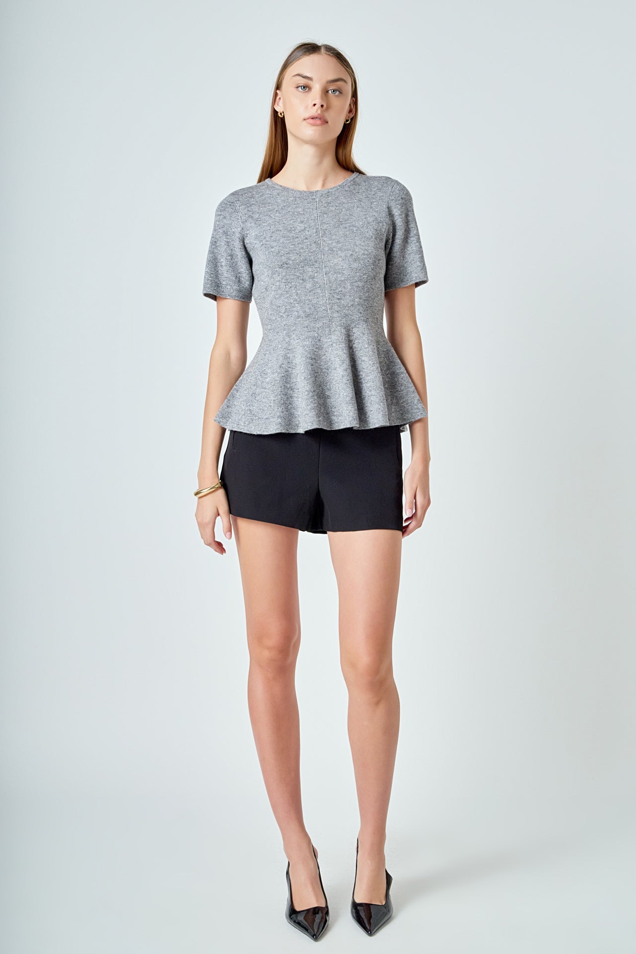 ENDLESS ROSE - Wool Blend Peplum Sweater Knit Top - SWEATERS & KNITS available at Objectrare