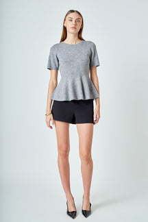 ENDLESS ROSE - Wool Blend Peplum Sweater Knit Top - SWEATERS & KNITS available at Objectrare
