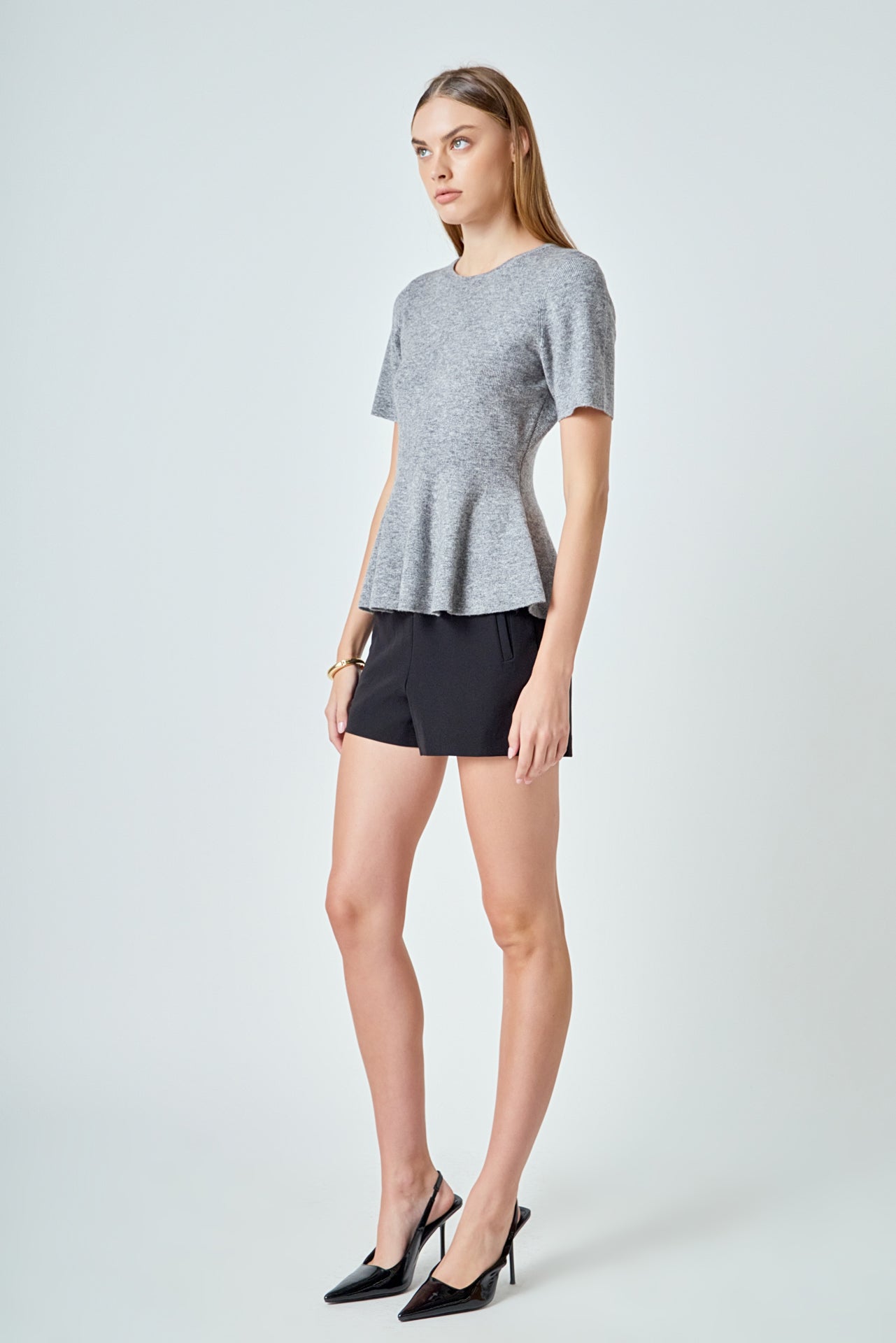 ENDLESS ROSE - Wool Blend Peplum Sweater Knit Top - SWEATERS & KNITS available at Objectrare