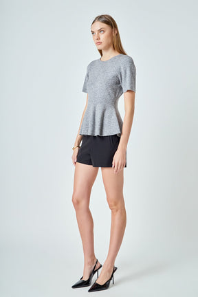 ENDLESS ROSE - Wool Blend Peplum Sweater Knit Top - SWEATERS & KNITS available at Objectrare