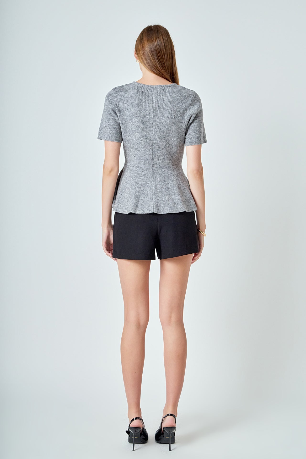 ENDLESS ROSE - Wool Blend Peplum Sweater Knit Top - SWEATERS & KNITS available at Objectrare