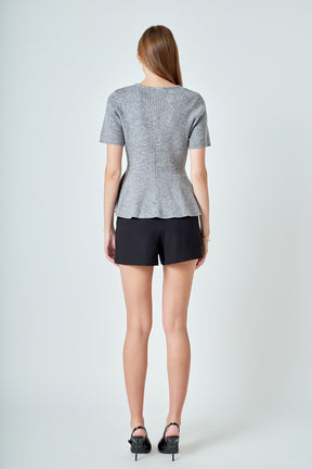 ENDLESS ROSE - Wool Blend Peplum Sweater Knit Top - SWEATERS & KNITS available at Objectrare