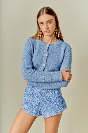 Textured Buttoned Sweater Cardigan