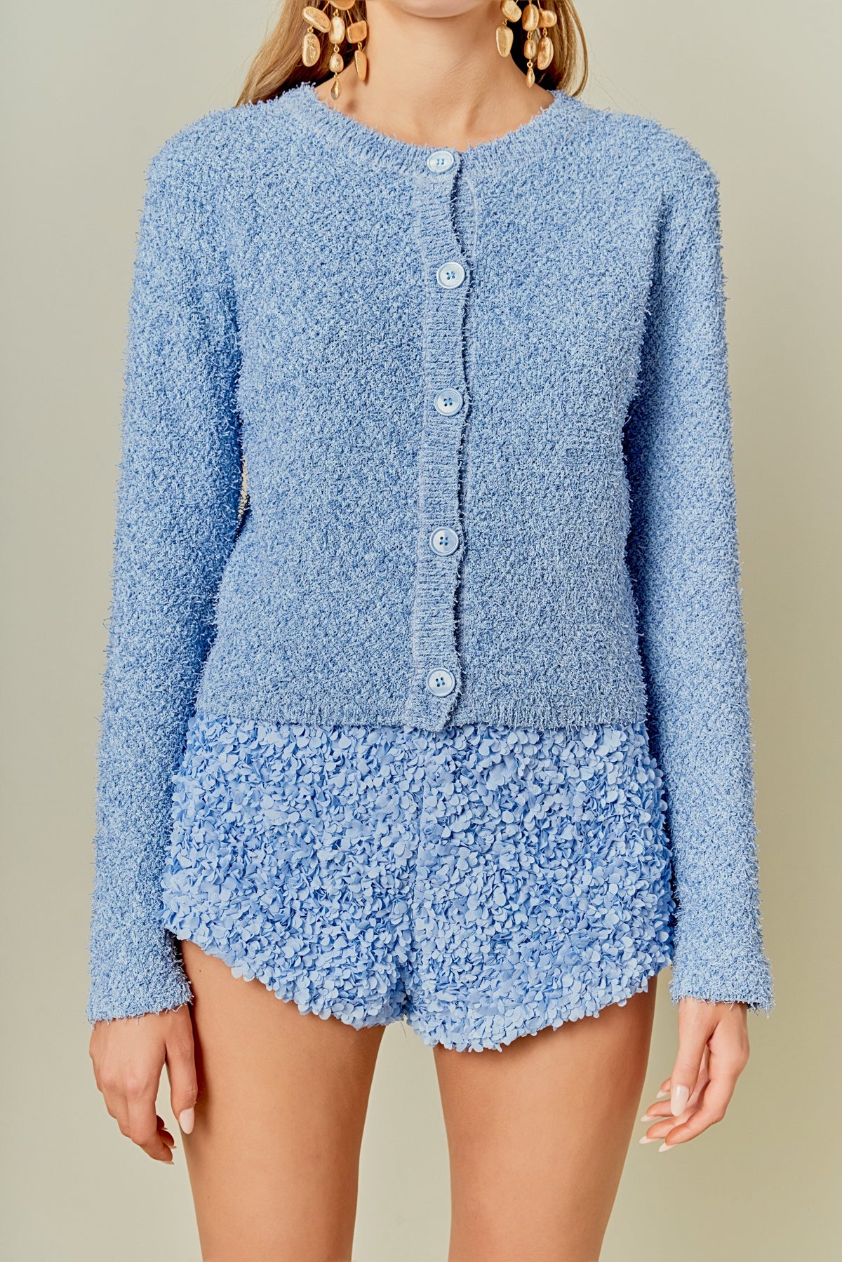 Textured Buttoned Sweater Cardigan