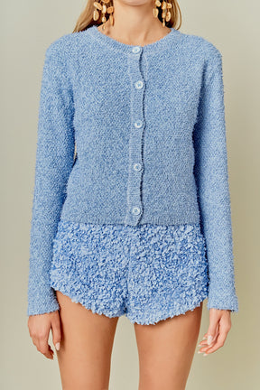 Textured Buttoned Sweater Cardigan