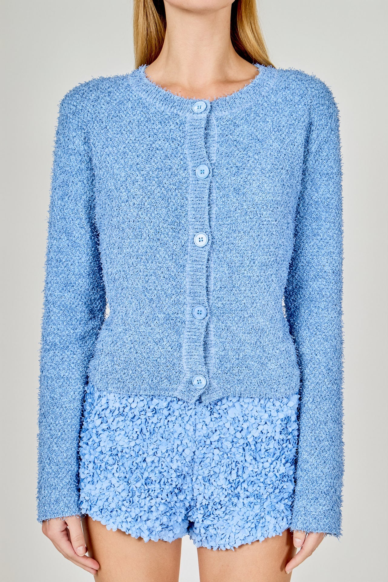 Textured Buttoned Sweater Cardigan