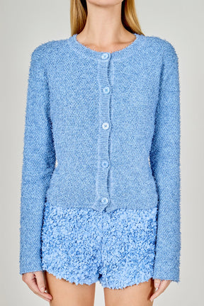 Textured Buttoned Sweater Cardigan