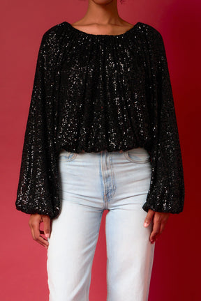 ENDLESS ROSE - Sequins Blouson Top - TOPS available at Objectrare