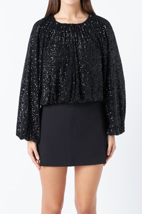 ENDLESS ROSE - Sequins Blouson Top - TOPS available at Objectrare
