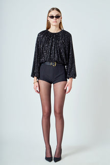 ENDLESS ROSE - Sequins Blouson Top - TOPS available at Objectrare