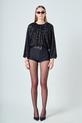 ENDLESS ROSE - Sequins Blouson Top - TOPS available at Objectrare