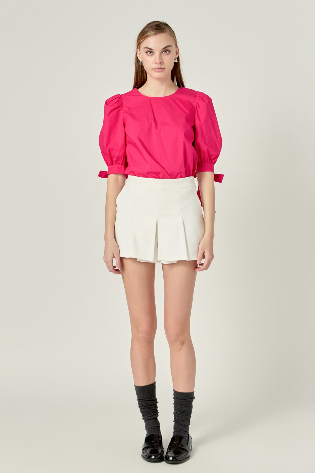 ENGLISH FACTORY - English Factory - Bow Banded Puff Sleeve Blouse - TOPS available at Objectrare