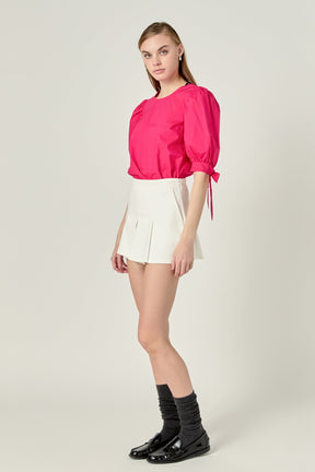 ENGLISH FACTORY - English Factory - Bow Banded Puff Sleeve Blouse - TOPS available at Objectrare