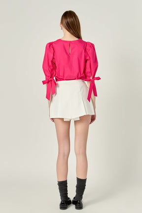 ENGLISH FACTORY - English Factory - Bow Banded Puff Sleeve Blouse - TOPS available at Objectrare