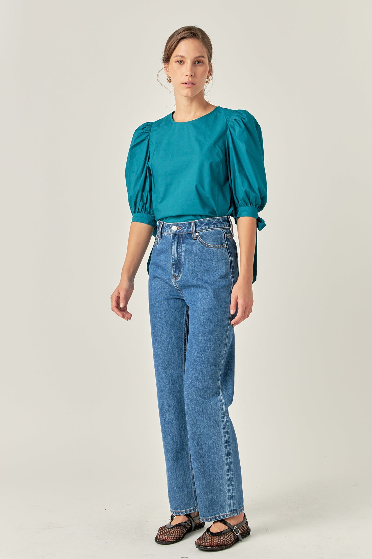 ENGLISH FACTORY - English Factory - Bow Banded Puff Sleeve Blouse - TOPS available at Objectrare