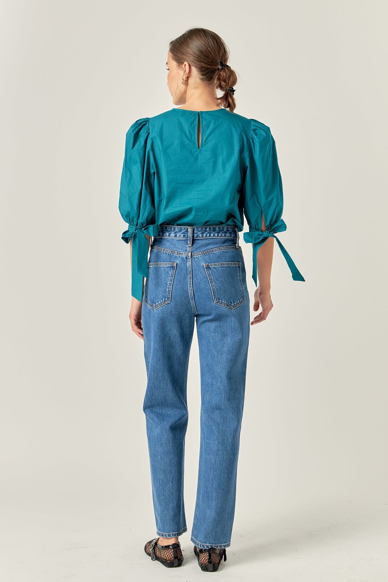 ENGLISH FACTORY - English Factory - Bow Banded Puff Sleeve Blouse - TOPS available at Objectrare