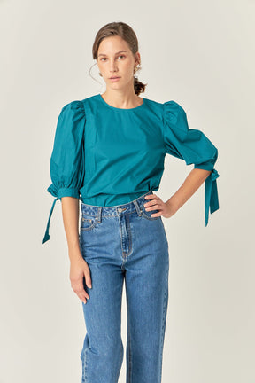 ENGLISH FACTORY - English Factory - Bow Banded Puff Sleeve Blouse - SHIRTS & BLOUSES available at Objectrare