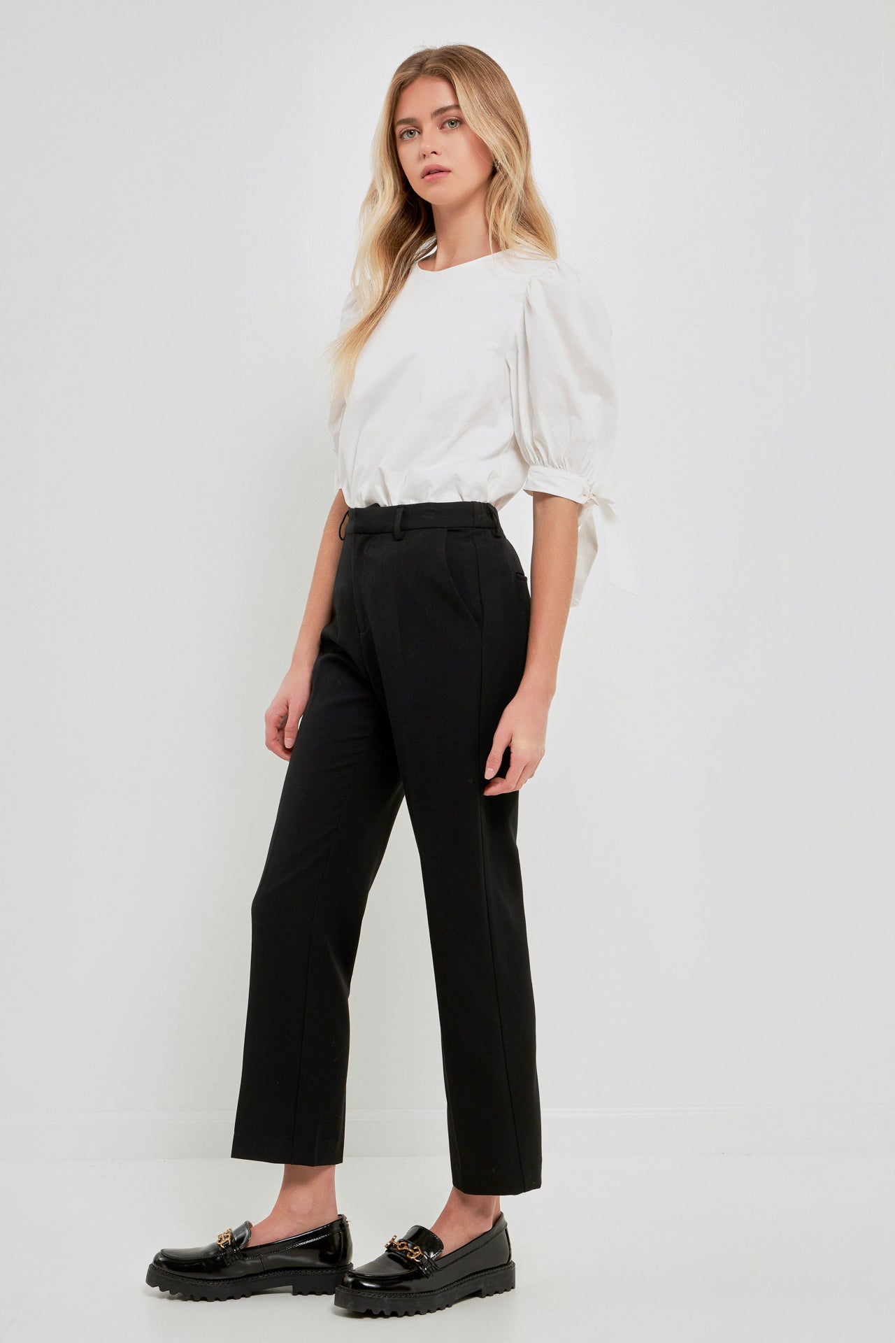 ENGLISH FACTORY - English Factory - Bow Banded Puff Sleeve Blouse - TOPS available at Objectrare