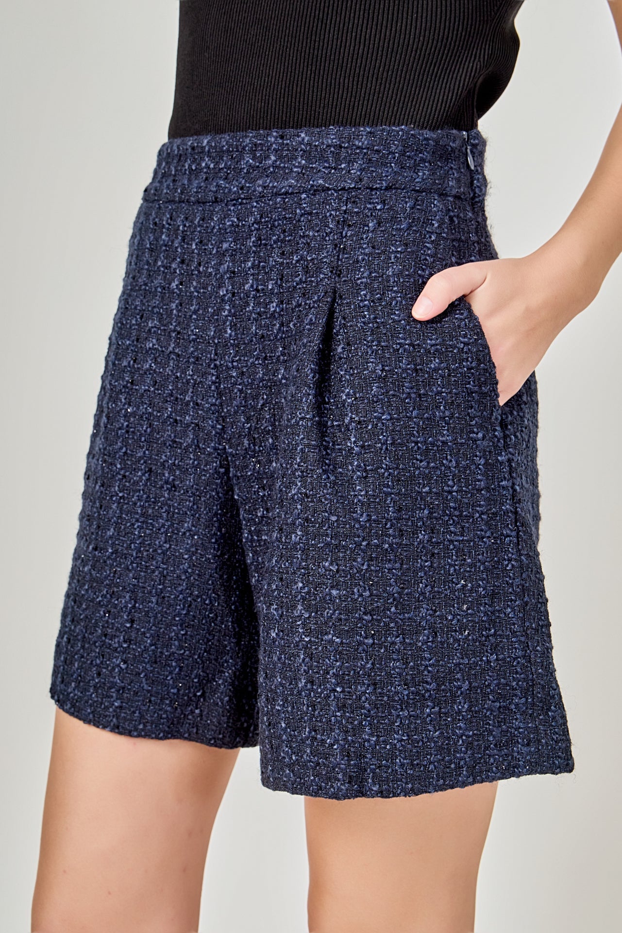 ENDLESS ROSE - Tweed Relaxed Long Shorts - BOTTOMS available at Objectrare