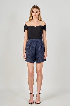 ENDLESS ROSE - Tweed Relaxed Long Shorts - BOTTOMS available at Objectrare