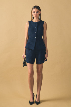 ENDLESS ROSE - Tweed Relaxed Long Shorts - BOTTOMS available at Objectrare