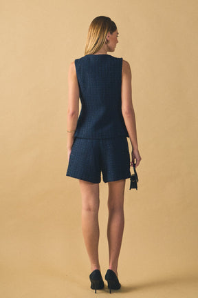 ENDLESS ROSE - Tweed Relaxed Long Shorts - BOTTOMS available at Objectrare