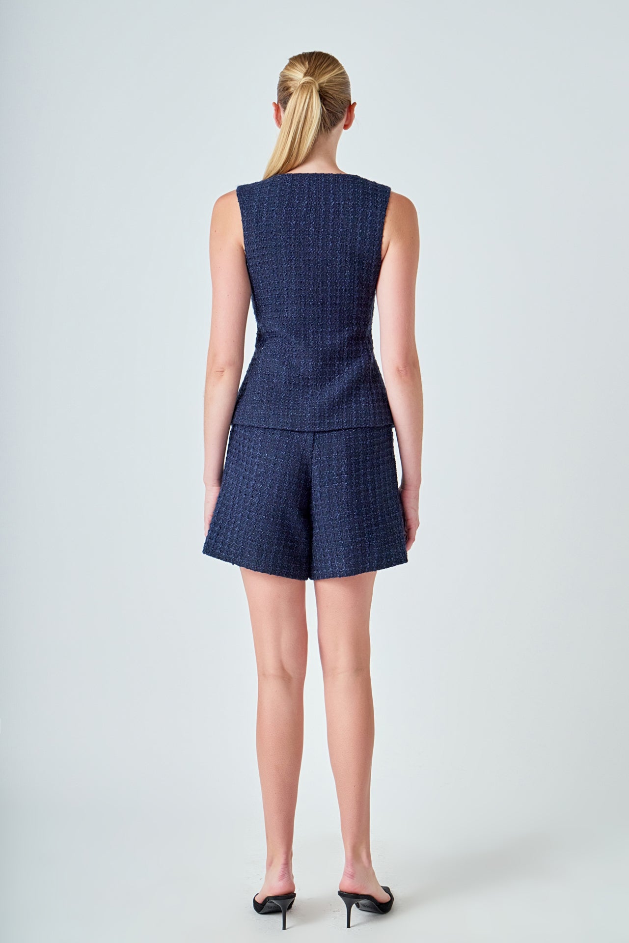 ENDLESS ROSE - Tweed Relaxed Long Shorts - BOTTOMS available at Objectrare