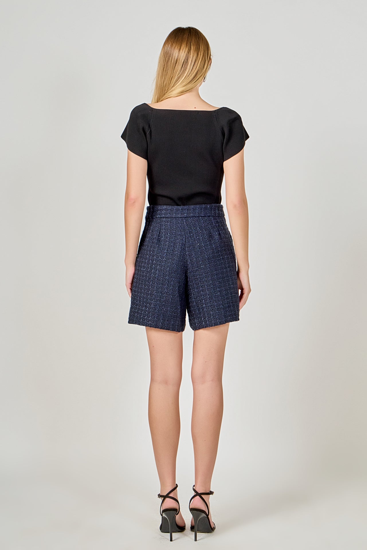 ENDLESS ROSE - Tweed Relaxed Long Shorts - BOTTOMS available at Objectrare