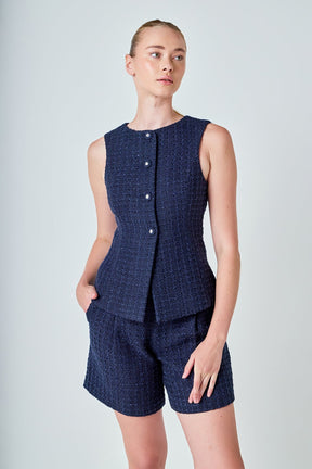 ENDLESS ROSE - Tweed Relaxed Long Shorts - BOTTOMS available at Objectrare