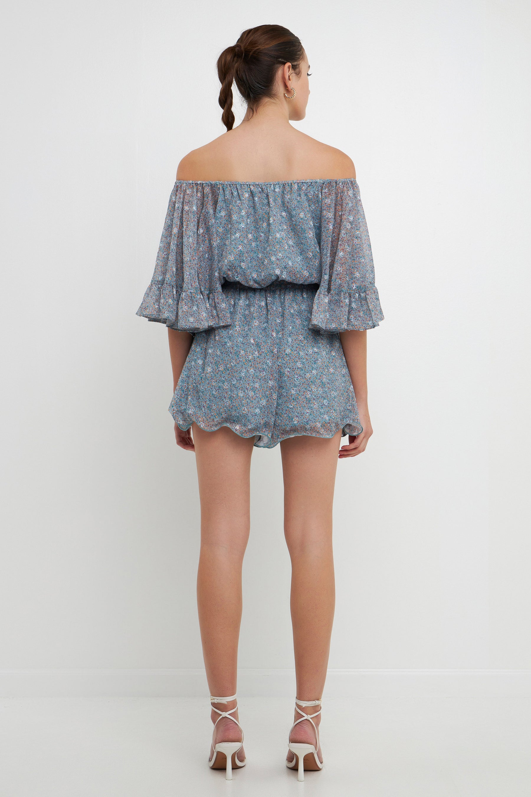 ENDLESS ROSE - Ditsy Floral Off the Shoulder Romper - ROMPERS available at Objectrare