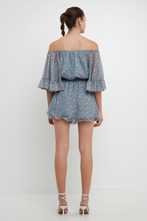 ENDLESS ROSE - Ditsy Floral Off the Shoulder Romper - ROMPERS available at Objectrare