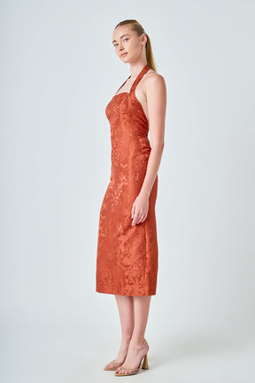 ENDLESS ROSE - Jacquard Halter Column Midi Dress - DRESSES available at Objectrare