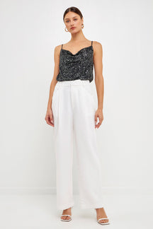 Sequins Cowl Neck Top