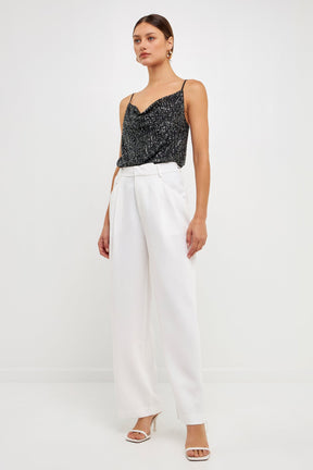 Sequins Cowl Neck Top