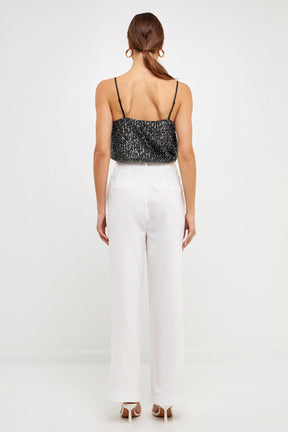 Sequins Cowl Neck Top