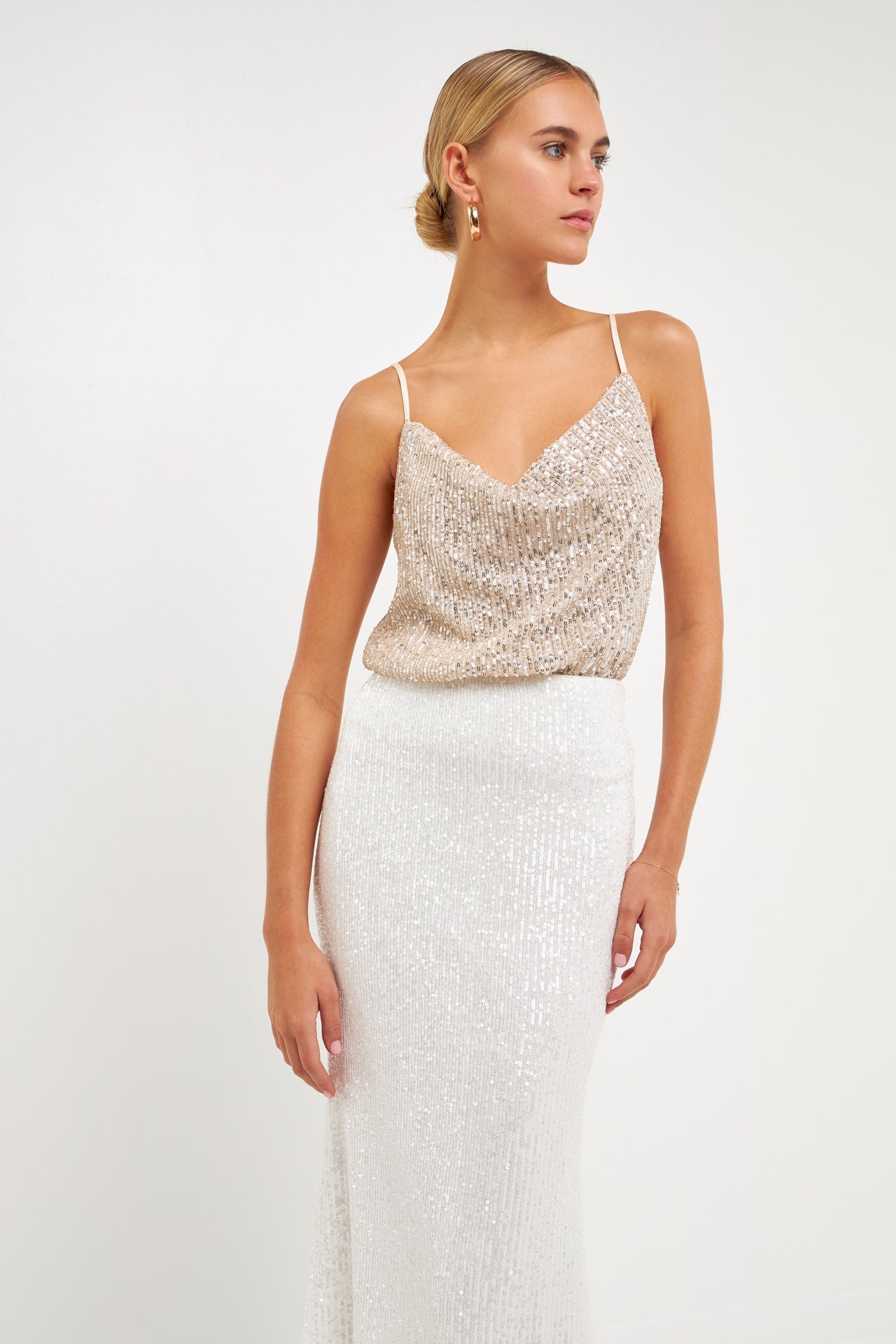 ENDLESS ROSE - Sequins Cowl Neck Top - CAMI TOPS & TANK available at Objectrare