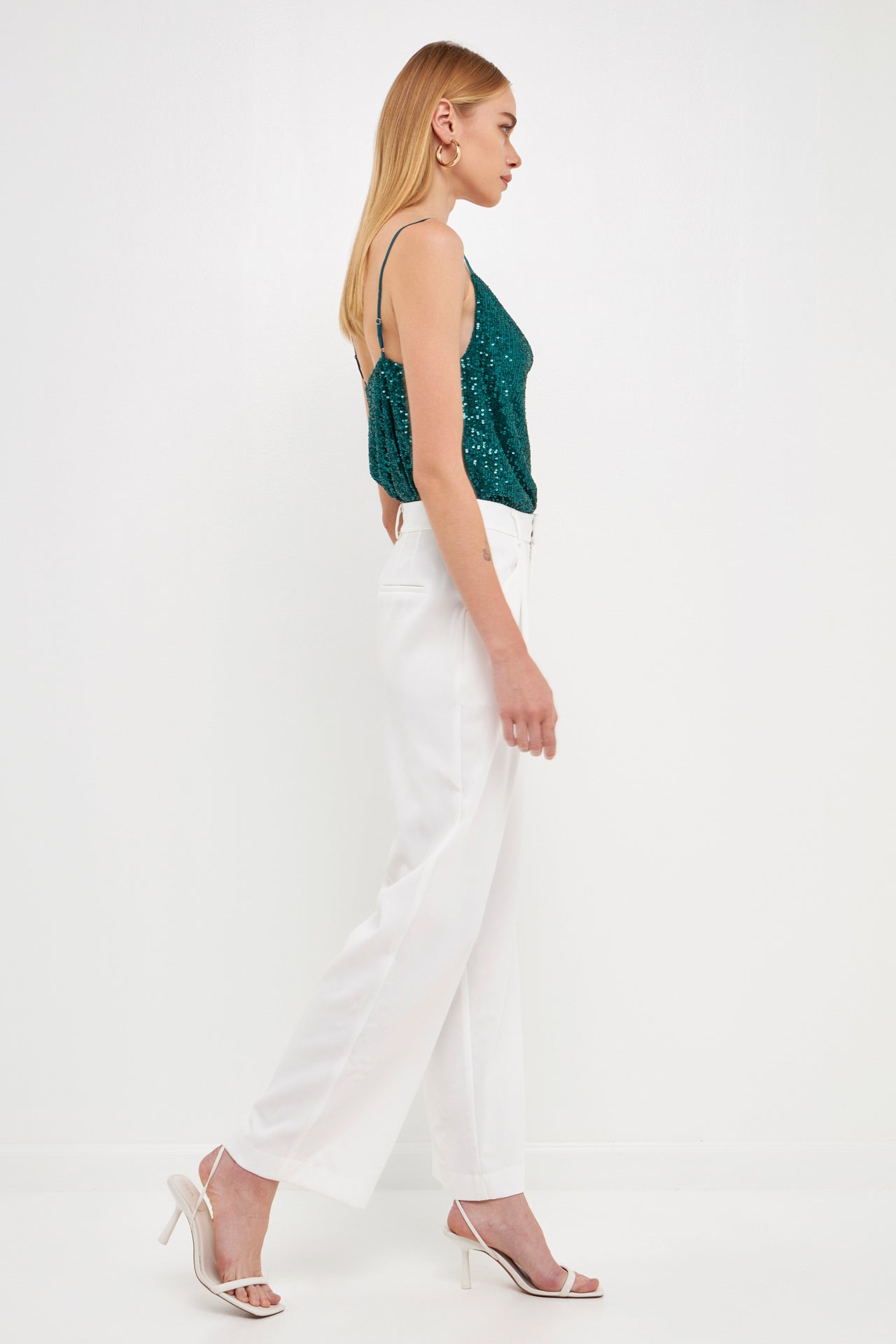 Sequins Cowl Neck Top