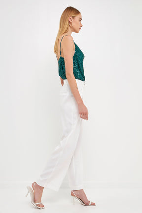 Sequins Cowl Neck Top
