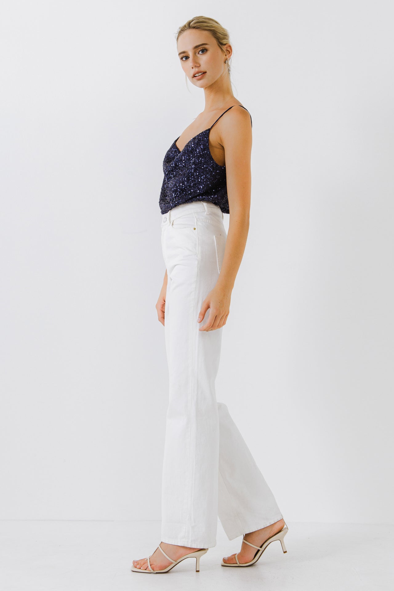 Sequins Cowl Neck Top