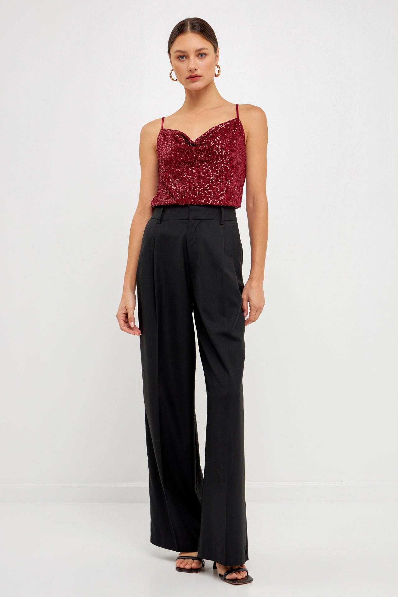 Endless Rose - Sequins Cowl Neck Top