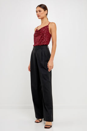 Sequins Cowl Neck Top