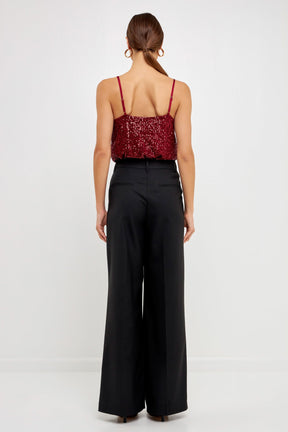 Sequins Cowl Neck Top