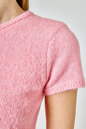 ENDLESS ROSE - Fuzzy Short Sleeve Top - TOPS available at Objectrare