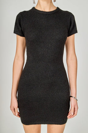 ENDLESS ROSE - Fuzzy Short Sleeve Mini Dress - DRESSES available at Objectrare